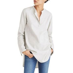 Madewell Split Cuff Tunic Shirt in Weathered Concrete Size Medium 100% Cotton